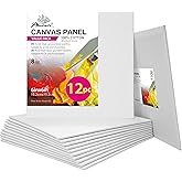 PHOENIX Small Painting Canvas Panels 6x6 Inch, 12 Value Pack - 8 Oz Triple Primed 100% Cotton Acid Free Square Canvas Boards for Painting, White Blank Flat Canvas Boards for Acrylic, Oil Paints