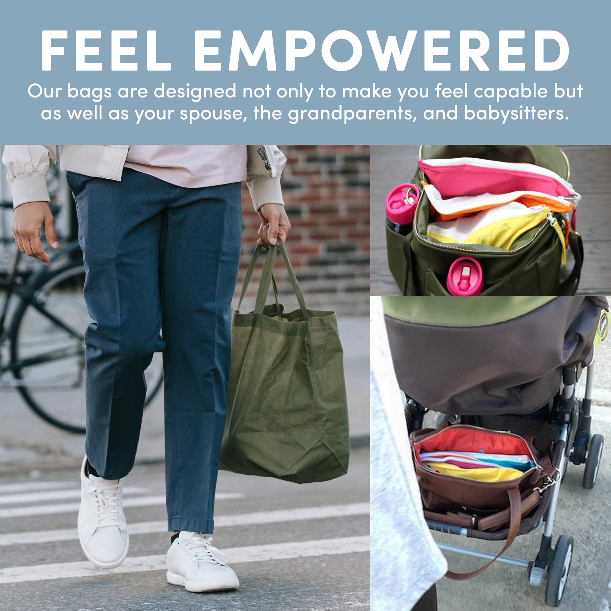 Mother Load Diaper Bag Organizer Pouches Durable Nylon & Performance Mesh