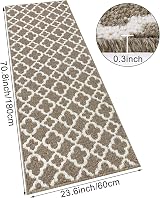 SHACOS Carpet Runner Non Slip Brown 60x180 cm Hallway Rug Non Slip Backing view 5
