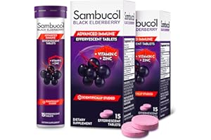Sambucol Black Elderberry Tablets with Vitamin C & Zinc - Immune Support Supplement, Black Elderberry with Zinc and Vitamin C Effervescent Tablets, High Antioxidants, Drink Fizzies- 30 Count