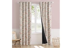 Vangao Pink Nursery Curtains for Girls Room Floral Blackout Dorm Curtains 84 Inch Length Farmhouse Drapes for Bedroom Room Darkening Flower Patterned Window Treatment for Kids Set of 2