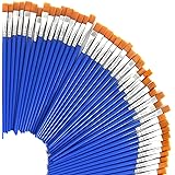 60 Pcs 9mm Wide Flat Paint Brushes Set with Nylon Hair,Small Brush Bulk for Detail Painting,Short Plastic Handle,Acrylic Oil 