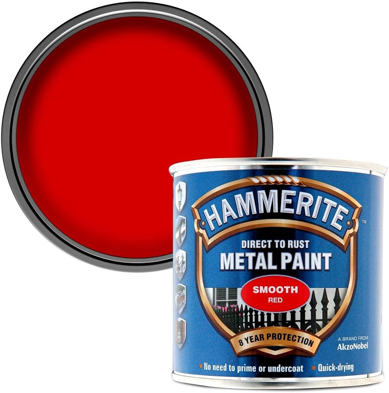 Hammerite Direct to Rust Metal Paint Smooth Red 250ML 8 Years Protection