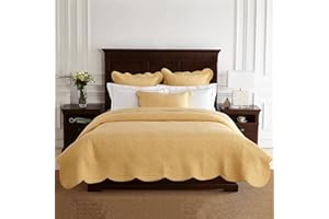Calla Angel Sage Garden Luxury Pure Cotton Quilt, King, Yellow Gold