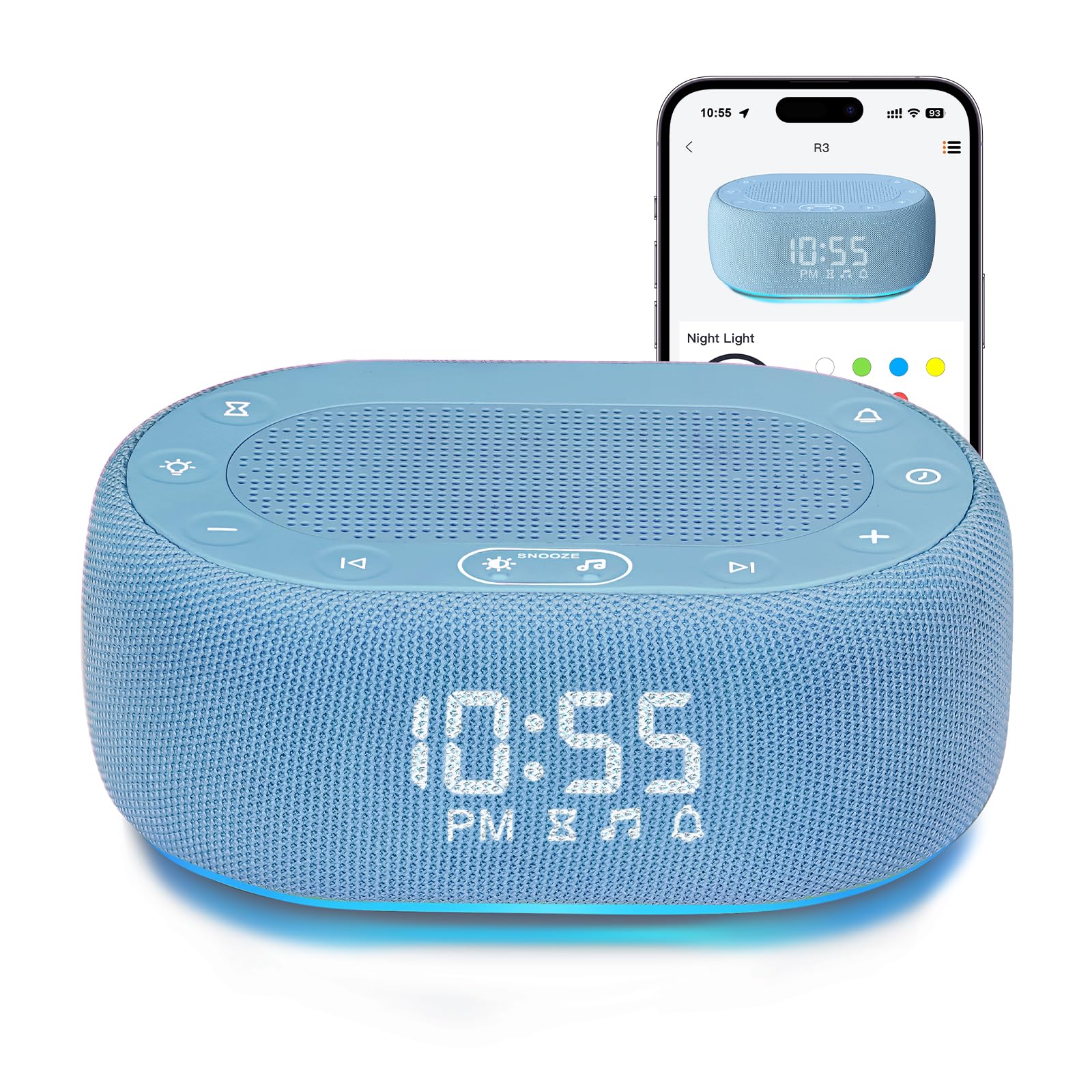 Photo 1 of 1Mii White Noise Sound Machine for Sleep, Pink Noise Machines for Baby Adults Sleeping, 18 Soothing Sounds with 7-Color Night Light, Timer, Alarm Clock, 16 Volume Levels, Easy App Control - Blue