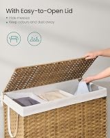 SONGMICS Laundry Basket 200 L Rattan Style With Lid Handles Foldable LCB320Y01 view 3