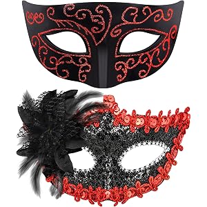 SIQUK Couple Masquerade Masks Set Venetian Party Mask Costume Mask