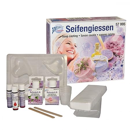 CREARTEC Sapolina Seifengießen - zweifarbige Glycerinseife - mit Seifendurftöl, Seifenfarben und Seifenform - Herstellung gut