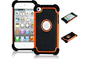 Bastex Heavy Duty Rugged Hybrid Case for Touch 4, 4th Generation iPod Touch - Black Silicone/Orange & Black Hard Shell