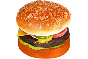 Didiseaon Artificial Pu Burger Fake Hamburger Model Lifelike Ornament Bread Figurine for Baking Photography Prop, Birthday Favor, Home Kitchen Decoration