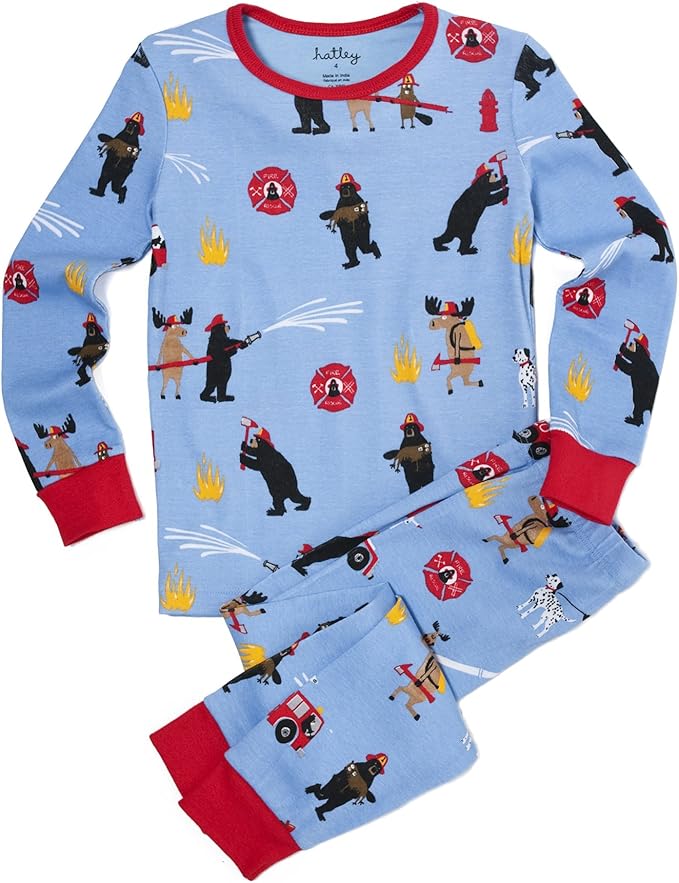 Hatley Little Boys' Polo Pajama Set Rescue Animals Clothing