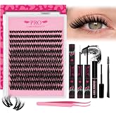 PROLASHBEAUTY Sunrise Lash Clusters Kit 3D Volume Lashes for Beginner | 144Pcs Eyelash Clusters 8-18mix with Lash Bond and Se
