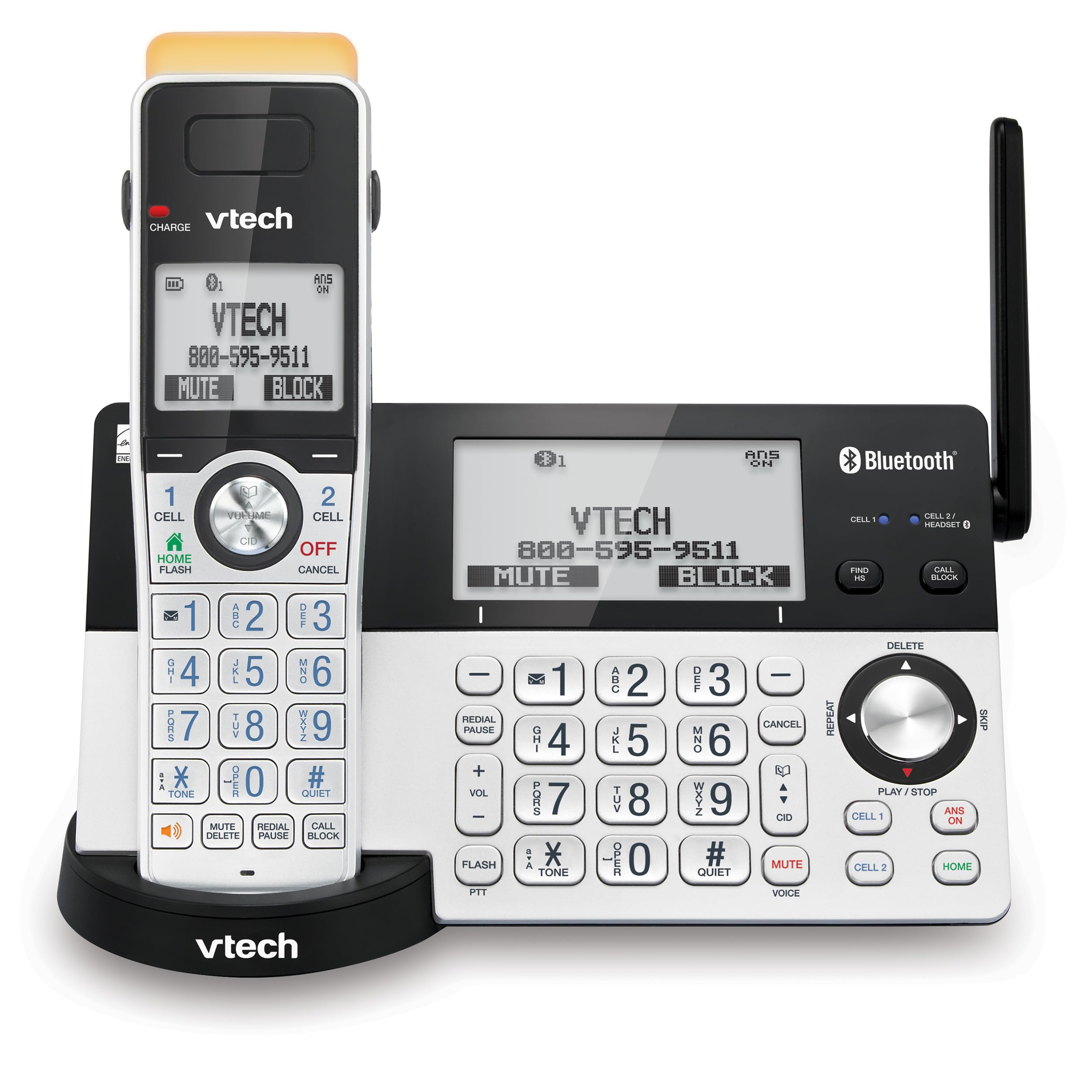 Photo 1 of VTech IS8151 Super Long Range DECT 6.0 Cordless Phone for Home with Answering Machine, 2300 ft Range, Call Blocking, Bluetooth, Headset Jack, Power Backup, Intercom, Expandable to 12 HS