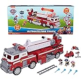 PAW Patrol Ultimate Rescue Fire Truck with 2 Ft. Ladder, Lights, Sounds, a Mini Toy Car, Chase, Marshall & Skye Figures, Toys for Boys & Girls Ages 3+
