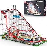 Mould King 11014 Roller Coaster Building Set, 3675-Piece Large Motorized Loop Coaster with Theme Park Accessories, Thrilling Amusement Park Model Building Blocks Toy for Adults &amp; Teens Age 14+