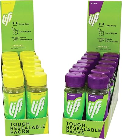 Lift Fast-Acting Glucose Energy Shots Very Berry Lemon Lime 12 Pack 60 ml
