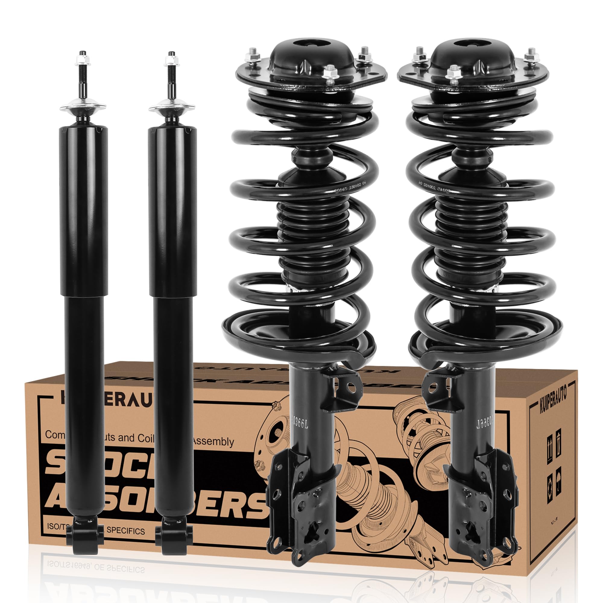 Photo 1 of KUIPERAUTO 172200 172199 5778 Complete Front Rear Struts Complete Assembly Compatible for 2004-2012 Chevy Malibu / 2007-09 Saturn Aura / 05-10 Pontiac G6 4PCS Front Rear Left + Right Shocks Absorbers