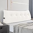Activance Large Triangular Headboard Wedge Bed Rest Reading Pillow Backrest Positioning Support Bolster Cushion with Removable Cover (White, Queen: 59x8x20 Inches)