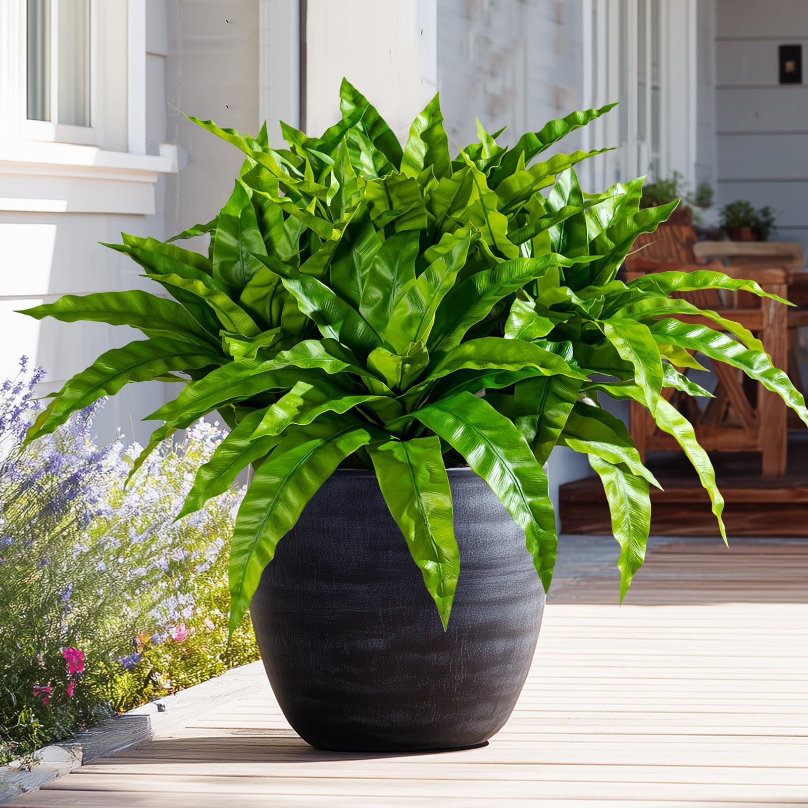 Photo 1 of 4 Pcs Artificial Greenery Stems Fake Bird Nest Fern Faux Branches Artificial Plants Realistic Fake Dracaena Realistic Plants for Indoor Outdoor Porch Patio Home Office Living Room Decor (Bright Green)