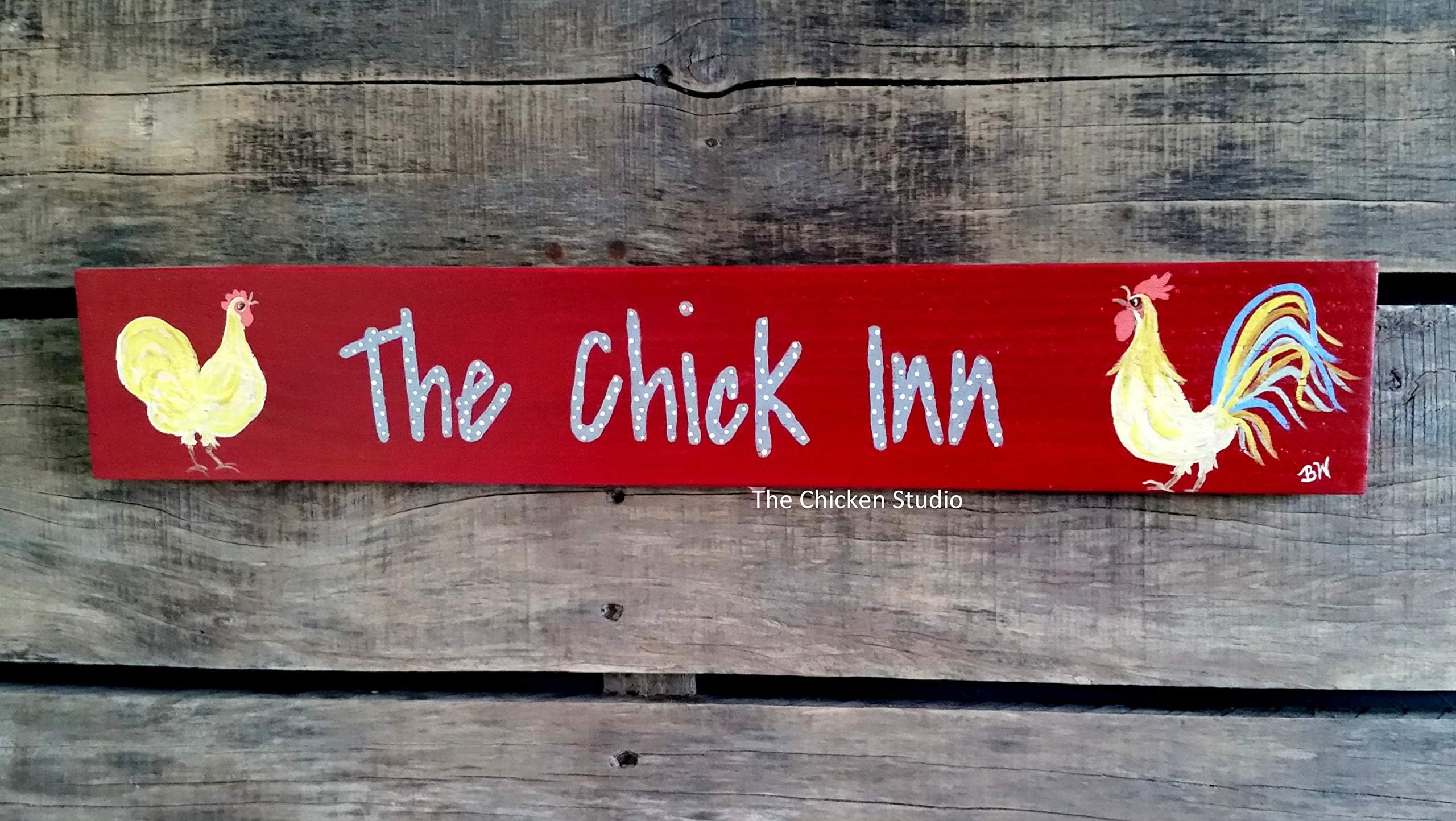 Chicken Coop Sign The Chick Inn Reclaimed wood Chicken Coop Decor Red Chicken Sign