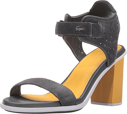 dark grey block heel sandals