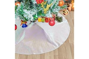 JUYA DELIGHT Iridescent White Tree Skirt Christmas Tree Skirts Mini 48inch Small Sequin Tree Skirt for Xmas Tree Decorations,48Inch