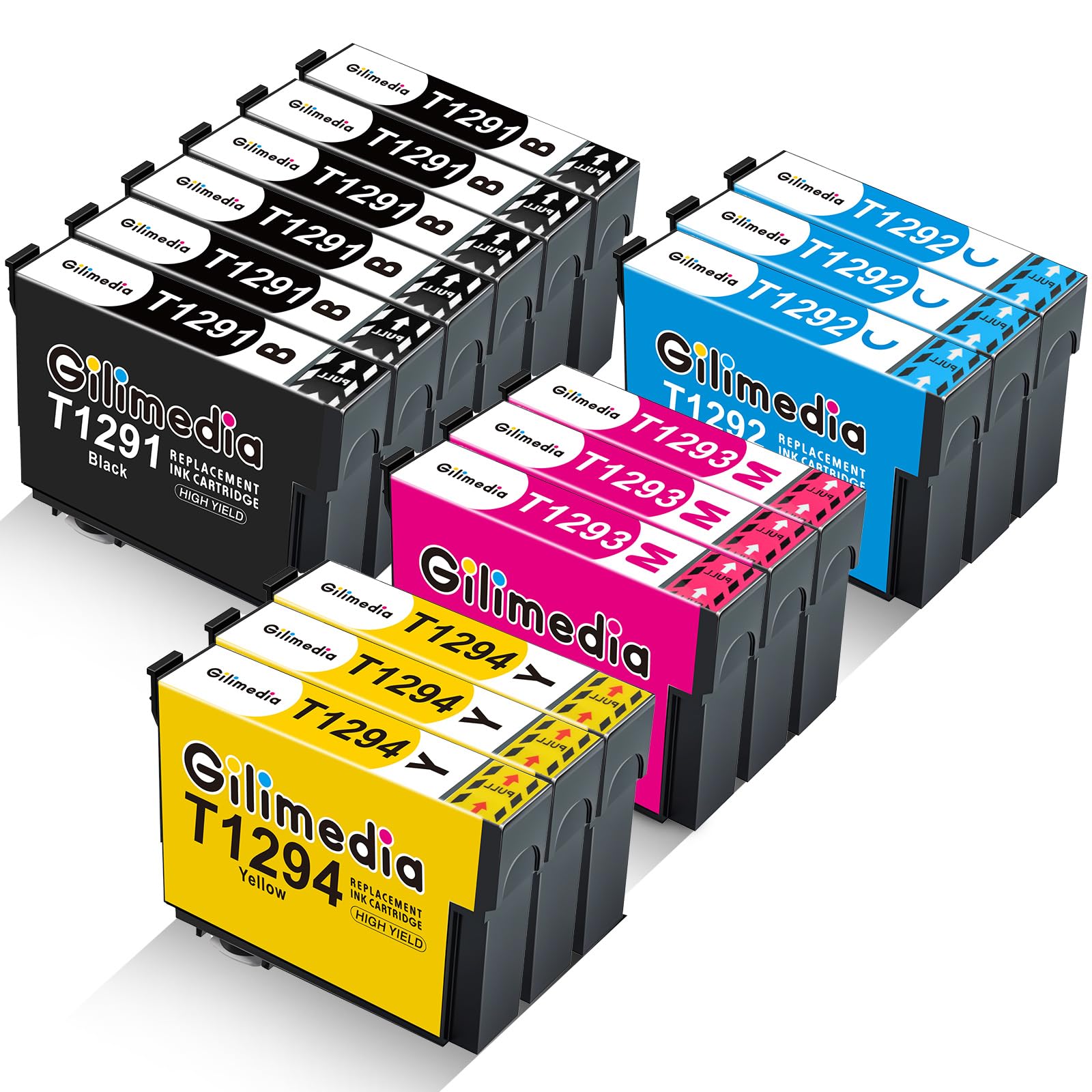 T1295 Replacement for Epson T1291 T1292 T1293 T1294 T1295 Multipack Ink Cartridges for Epson Stylus SX435W SX235W WF-3520 WF-3540 WF-7515 WF-7525 SX425W SX445W SX525WD SX535WD BX305FW, 15-Pack