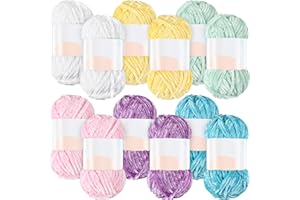 XINNUN 12 Skeins Velvet Yarn Chenille Yarn for Crocheting and Knitting 1116 Yards Soft Thick Plush Yarn 6mm Bulk Baby Blanket Yarn DIY Weaving Craft, 3.5 Oz/Skein(Cute Color)