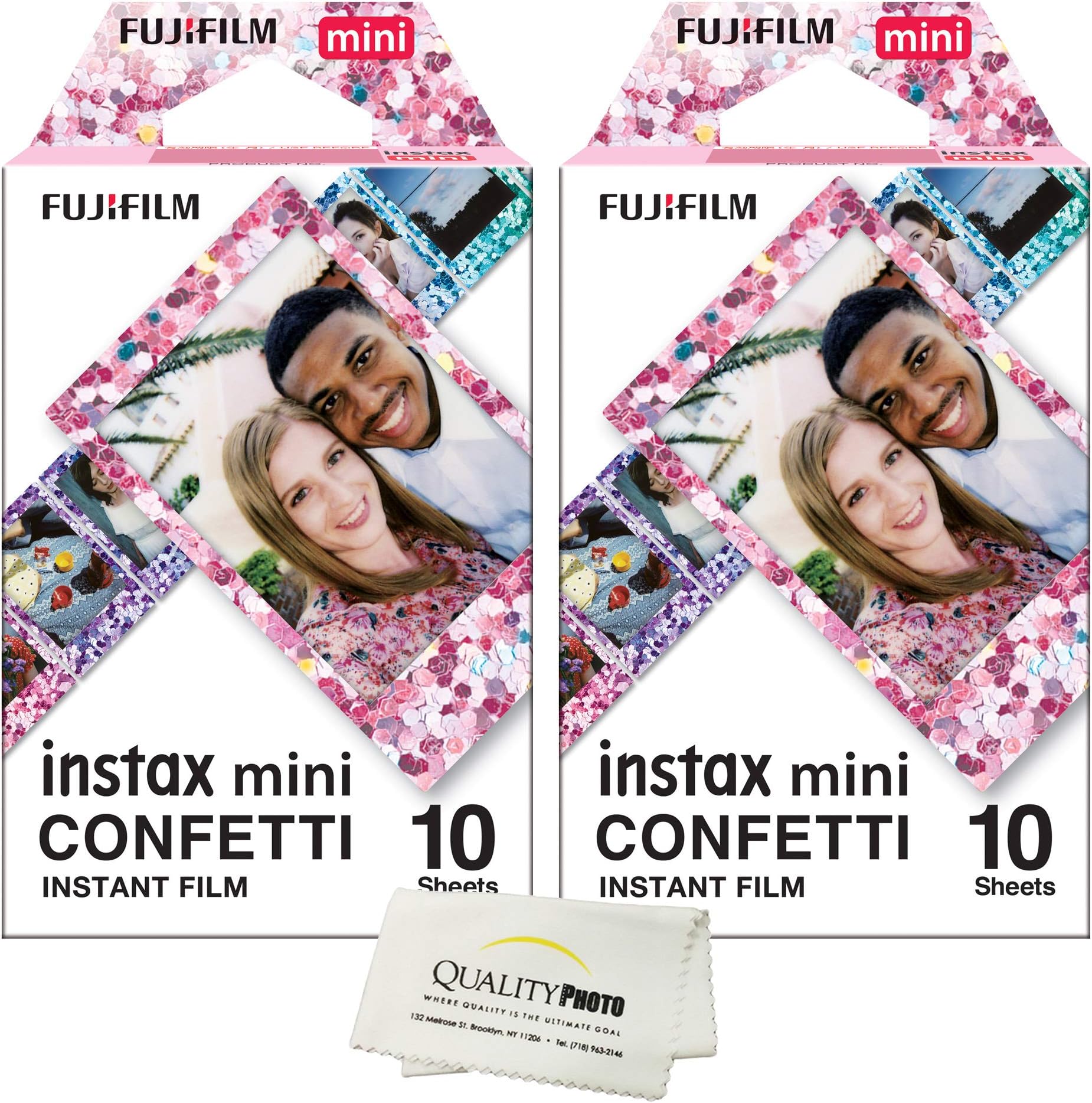 Instax Mini 9 Instant Film 2-Pack (20 Sheets) Value Set for Instax Mini 9 Cameras - Confetti