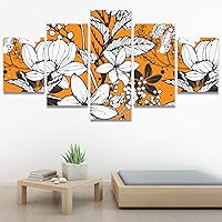 SIGNWIN 5 Panel Canvas Wall Art Modern Art Bouquet Colorful Decorative Elements Floral Multicolor Photography for Home Decorations Ready to Hang - 60