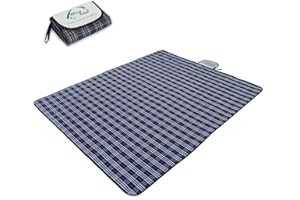 Wind Tour Family Outdoor Waterproof Durable Picnic Blankets with Carry Strap,Foldable 59×70.9 inch Sandproof Beach Mat for Kids Playground Camping Park Hiking Grass Travelling (1, Navy Blue)