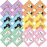 Breling 24 Pack Microfiber Cute Animal Cleaning Cloth Animal Glasses Cleaning Cloths Eyeglasses Clean Cloths for Glasses Sunglasses Eyeglasses Lens Camera Cell Phone Screens 6" x 6" in(Cat)