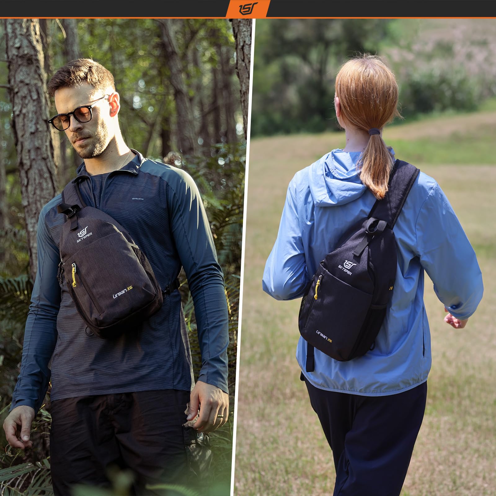 SKYSPER Schultertasche Brusttasche Leichte Sling Bag Klein Wasserfest Crossbody Umhängetasche zum Wandern Outdoor Sports Reise 6