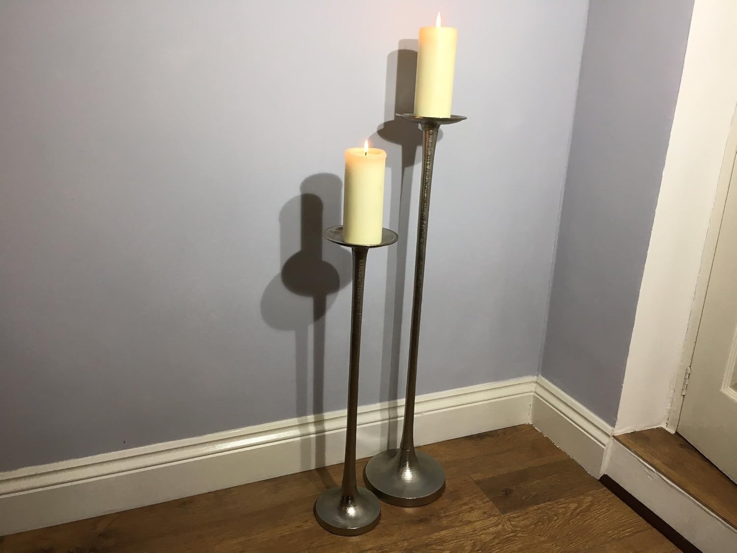 Metal Candle Sticks Floor Standing Pillar Candle Stands Set Of 2