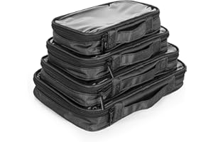 Damero 4pcs Clear Toiletry Bag Packing Cubes, Clear Toiletry Makeup Bag Organizers for Traveling, Business Trip, Black