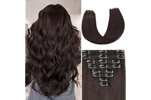 ZNXDJXE Dark Brown Clip in Hair Extensions Real Human Hair Invisible Seamless Remy Human Hair Clip in Extensions for Women 18 Inch 100g, 8pcs Per Set with Double Weft