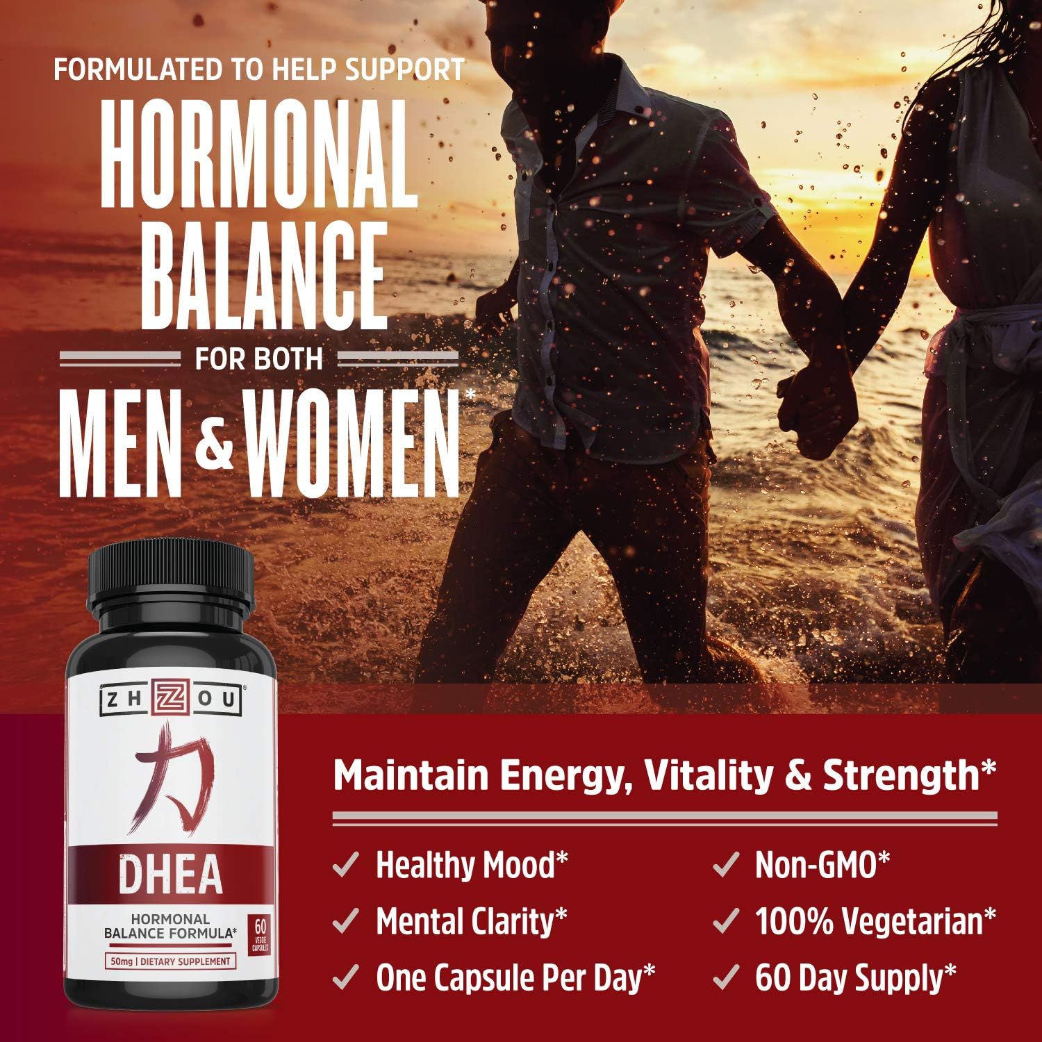 DHEA 50 mg Supplement - Hormonal Balance Formula For Women & Men - Healthy Aging Support - Non-GMO Vegetarian Formula - 60 Veggie Capsules: Health & Personal Care