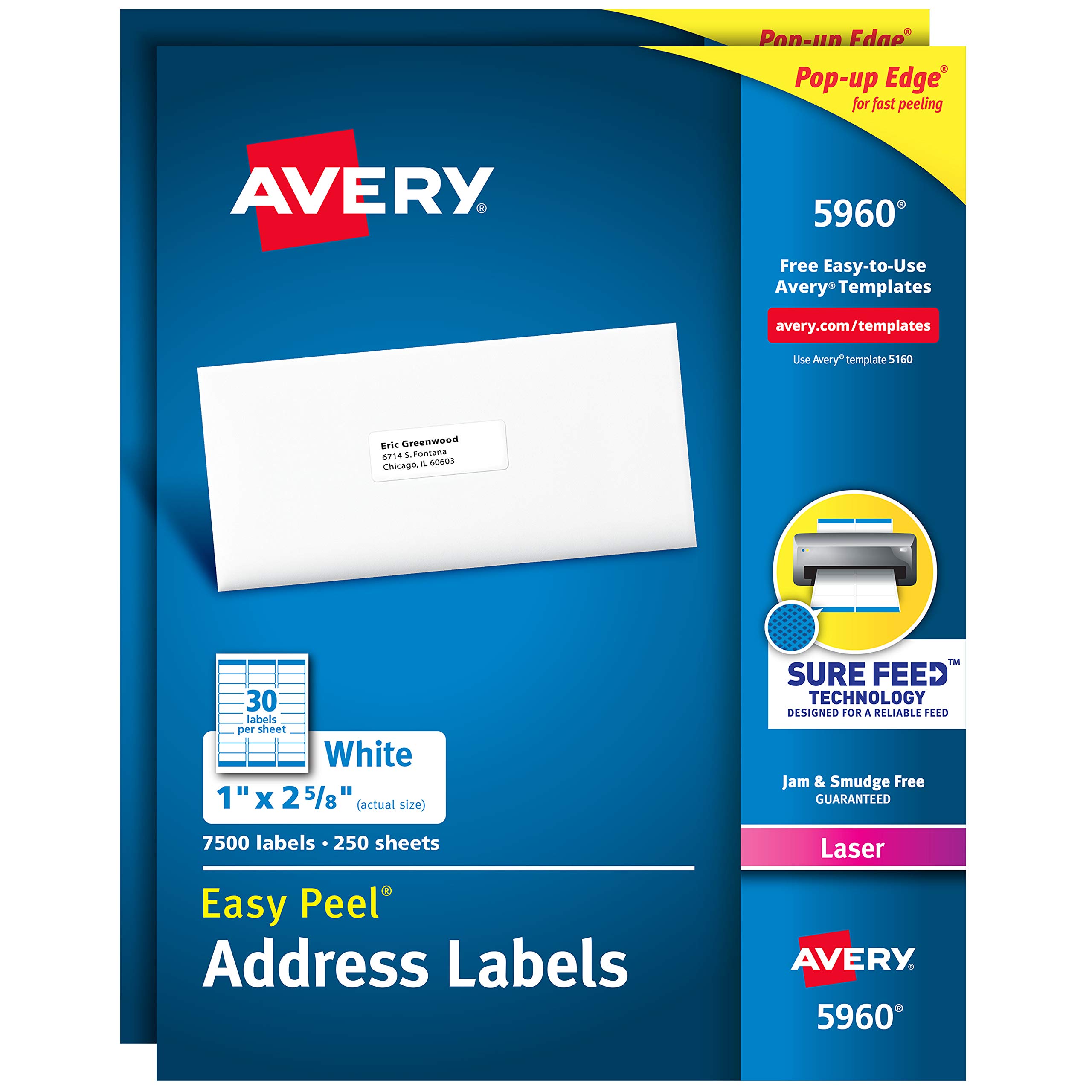 Buy Avery Address Labels with Sure Feed for Laser Printers, 1 ...