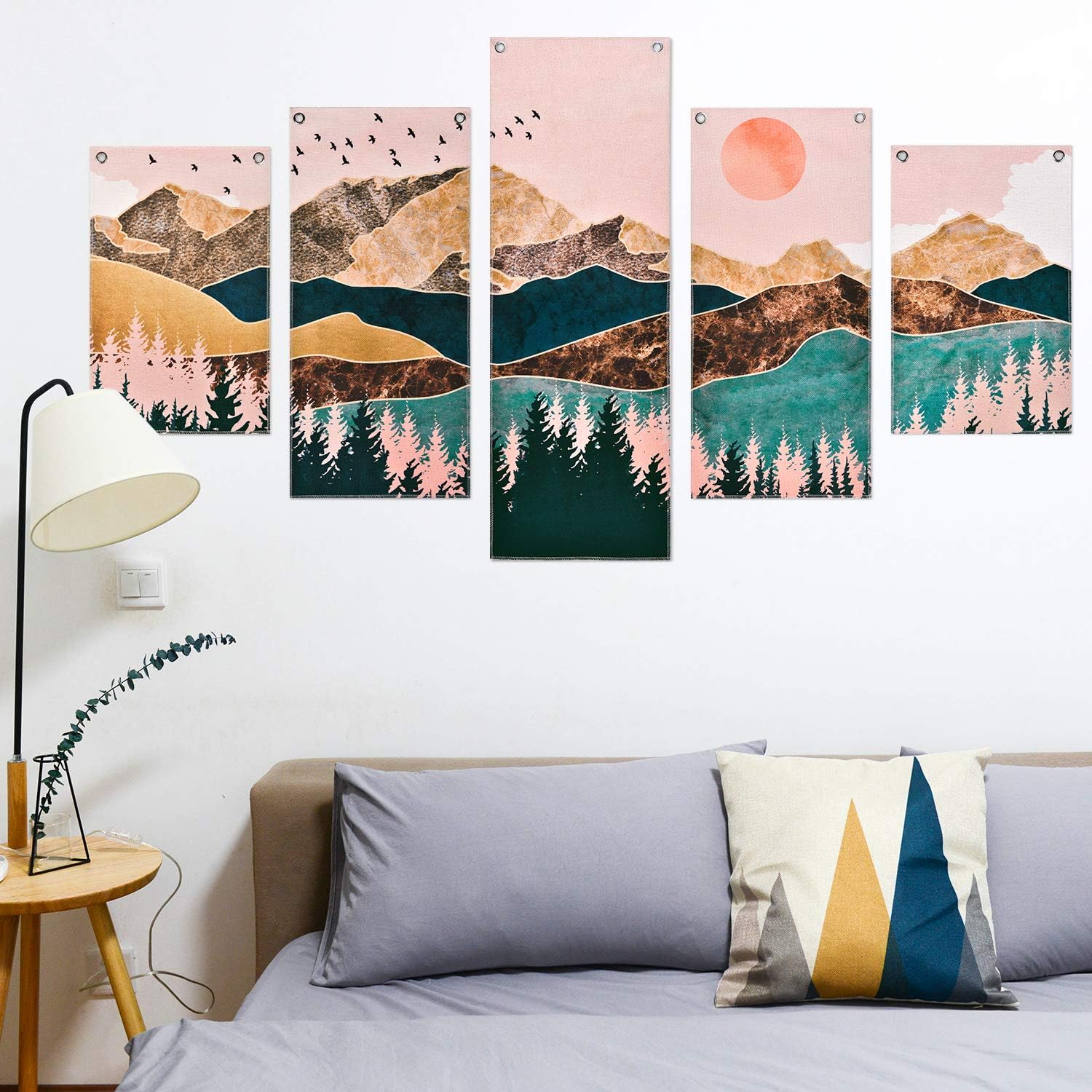 Twin Mountains Print Landscape Abstract Galaxy Chevron Art Print Watercolor Painting Art Print Wall Art Bedroom Wall Decor Owl Print Art & Collectibles Prints Sibawor.id
