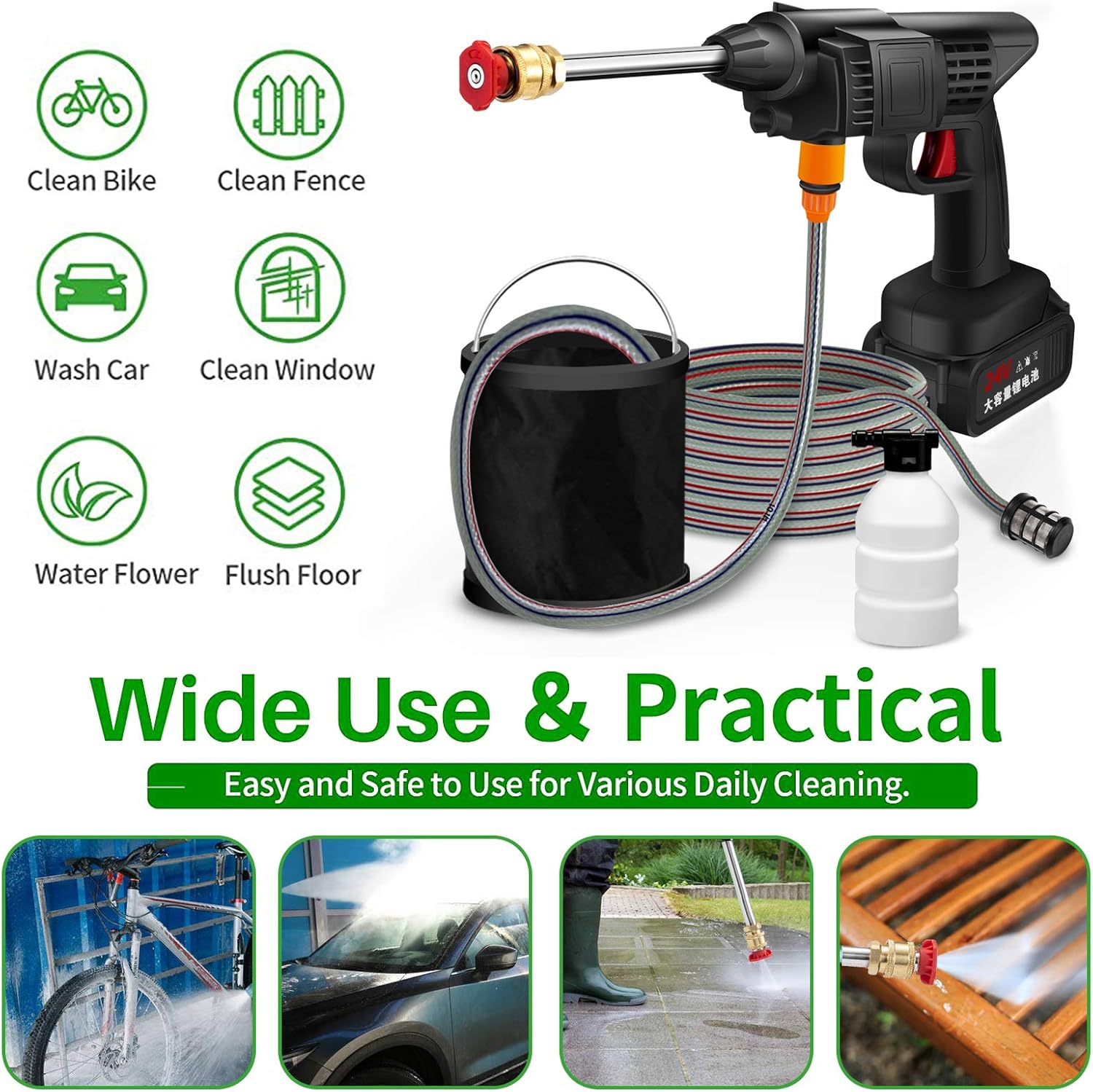Little Doggy Electric Pressure Washer, Cordless 24v Hydroshot Portable Power Cleaner Set for Washing Cars/Boats/Deck/Fences, Battery & Charger Included : Garden & Outdoor