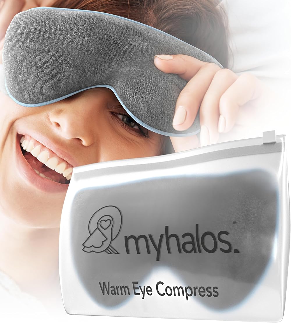 myhalos Heated Eye Mask for Dry Eyes Microwave Safe Adjustable Strap