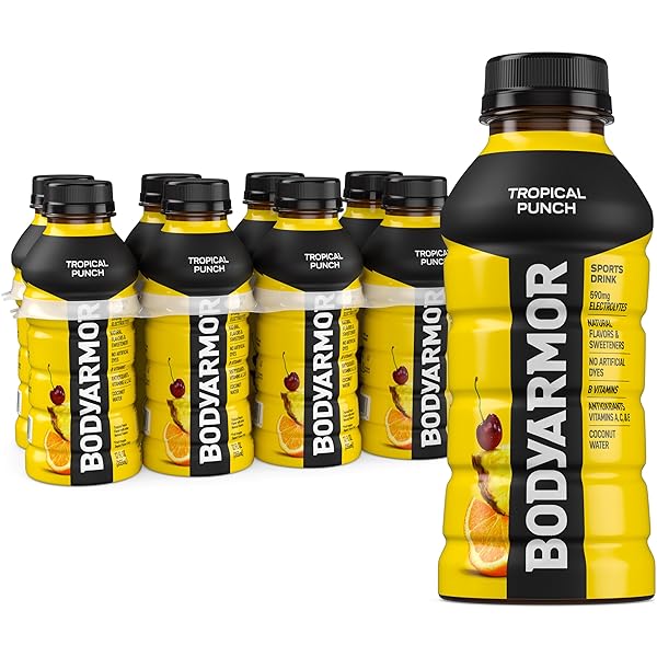 BODYARMOR SPORTS DRINK SPORTS BEVERAGE, TROPICAL PUNCH, COCONUT WATER HYDRATION, NATURAL FLAVORS WITH VITAMINS, POTASSIUM-PACKED ELECTROLYTES, PERFECT FOR ATHLETES, 12 FL OZ (PACK OF 8)
