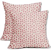 Pink Cream Pillow Covers 18x18 Set of 2 Boho Design Polka Dot Throw Pillows Modern Brush Strokes Print Decorative Outdoor Pillowcase Square Cushion Cover Linen Pillow Case for Home Sofa Couch Bed