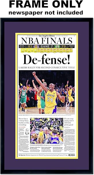 Amazon Com The Los Angeles Times Newspaper Frame With Los Angeles Lakers Colors Double Mat Arts Crafts Sewing