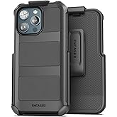 Encased Falcon Armor Designed for iPhone 15 Pro Max Case with Belt Clip Holster - Ultra Protective Shockproof Cover (Compatible with MagSafe)