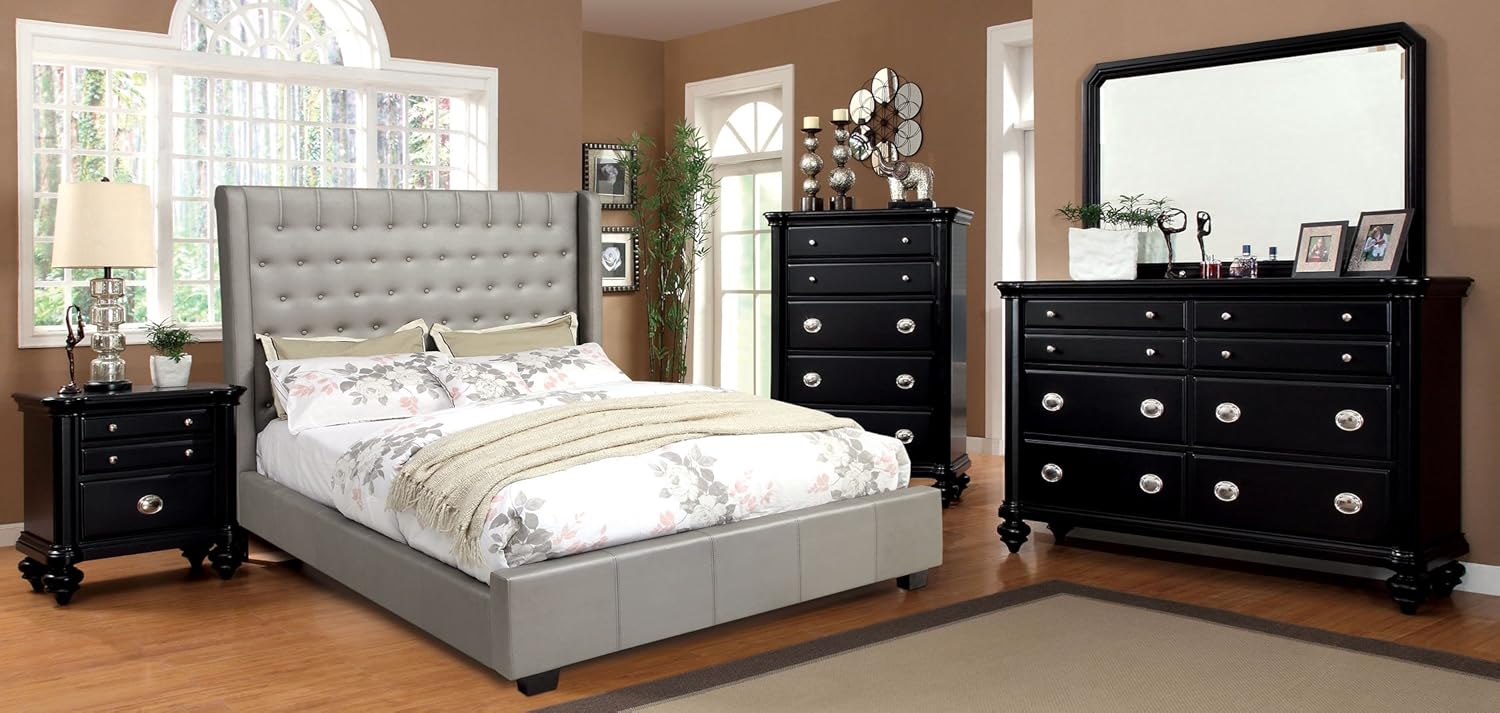 Amazon.com: Furniture of America Minka Leatherette Platform Bed 