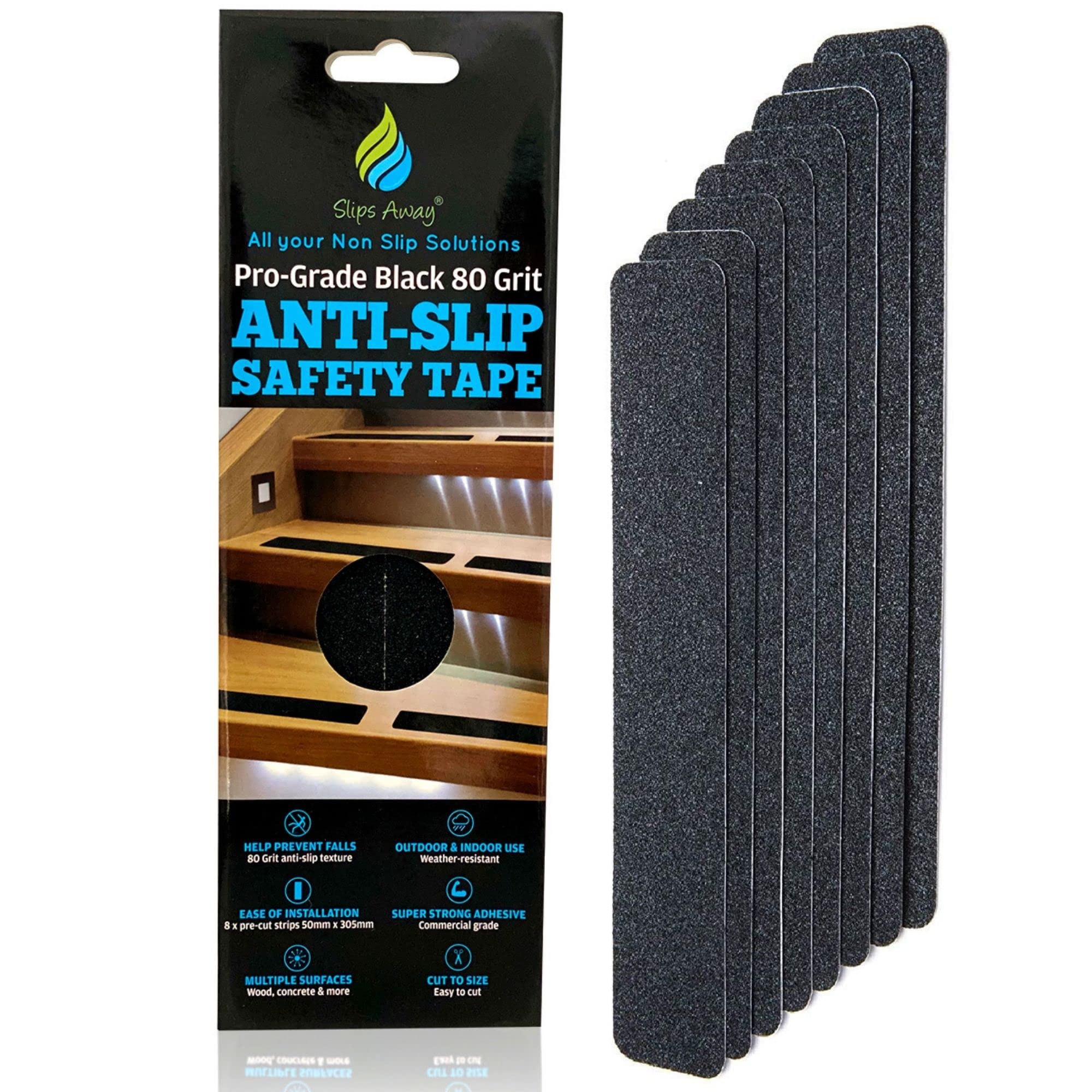 Anti slip tape black clear hazard grip grit stick on step stairs floor warning safety (BLACK)