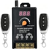 DC 12A 12V-60V Motor Speed Controller,2 Remote Controls,for Motors,LED,Fan | DC Motor Speed Controller,12A 12V-60V,100FT Long Range, 433MHz,for DC Motors,LED Lights,Fans, Industrial Equipment(Black)