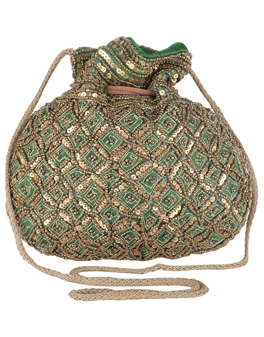 fashiondrobe women's broad potli (green)(fdbp001)