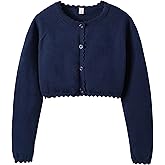 LIBREDGE Girls Cardigan Sweater Long Sleeve Uniform Cropped Cardigan Casual Kids Cardigan for Little Girls